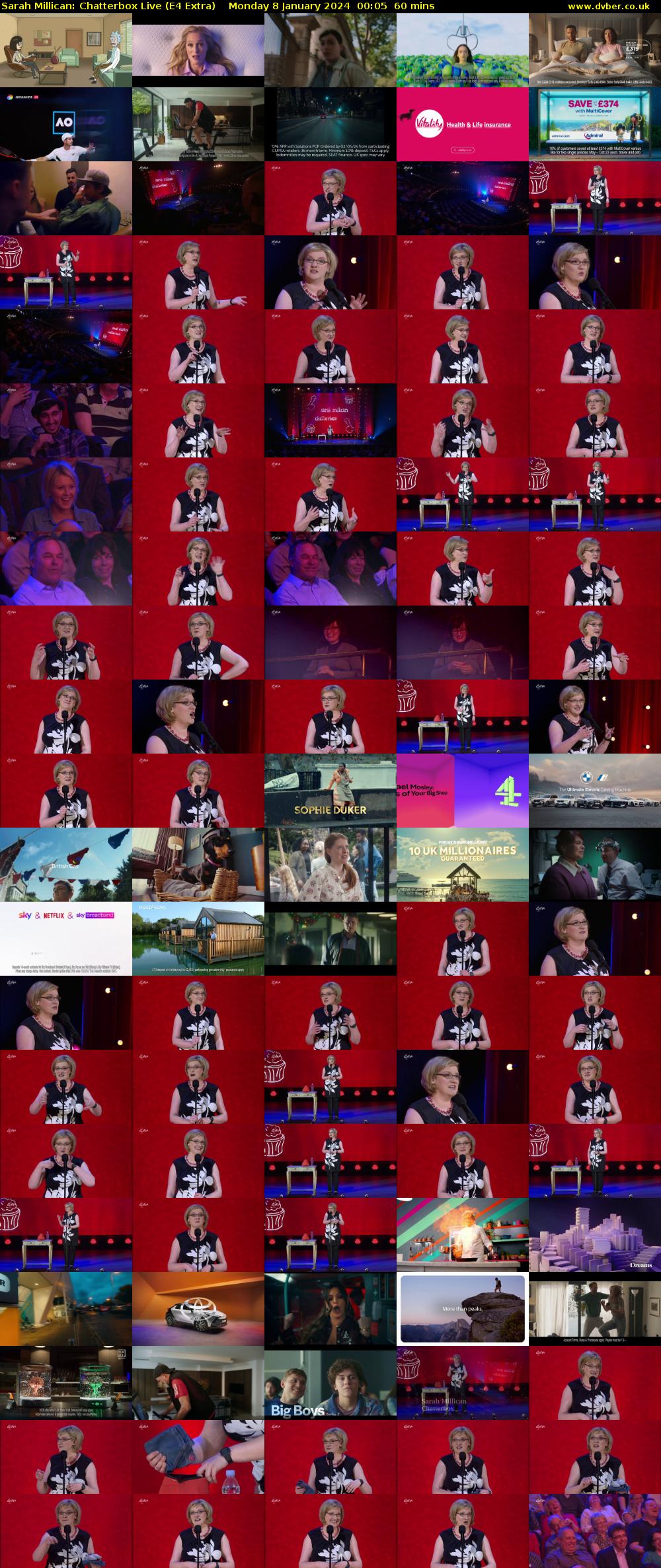 Sarah Millican: Chatterbox Live (E4 Extra) Monday 8 January 2024 00:05 - 01:05