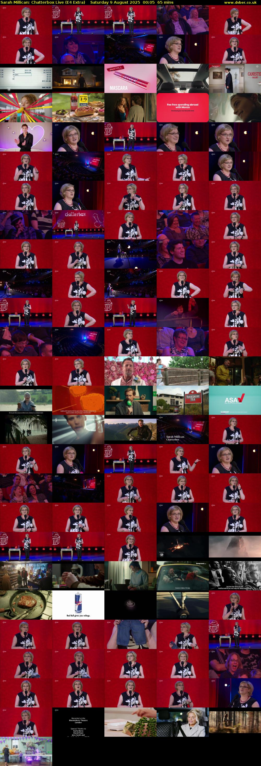 Sarah Millican: Chatterbox Live (E4 Extra) Saturday 9 August 2025 00:05 - 01:10