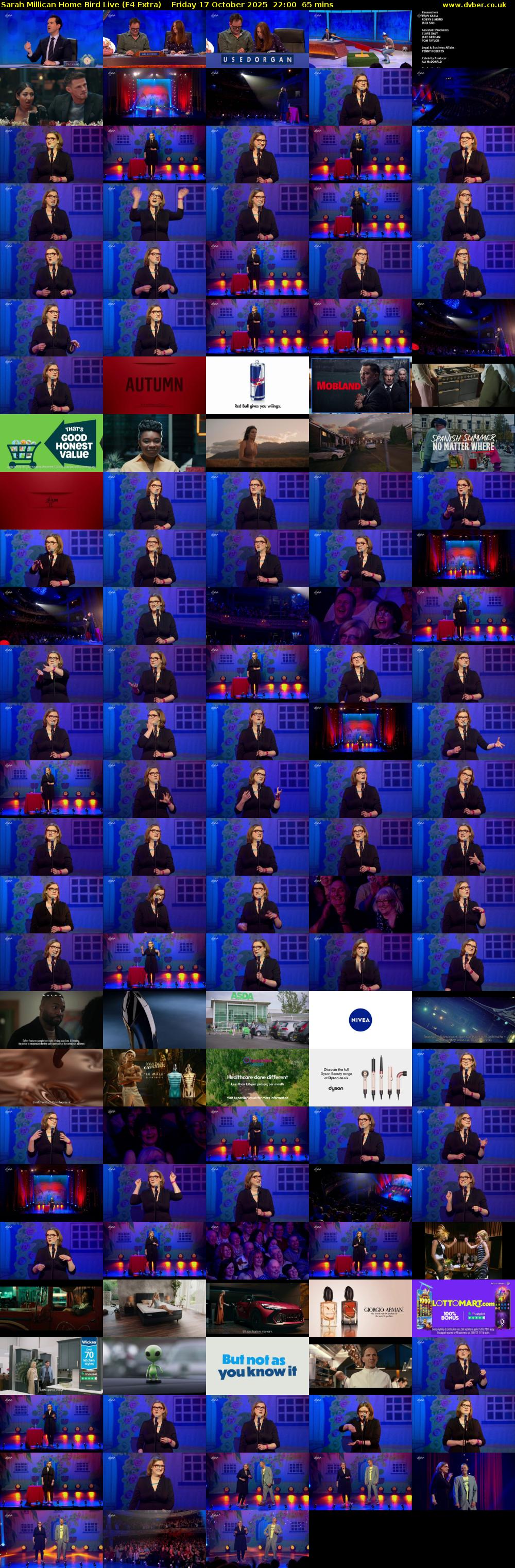 Sarah Millican Home Bird Live (E4 Extra) Friday 17 October 2025 22:00 - 23:05