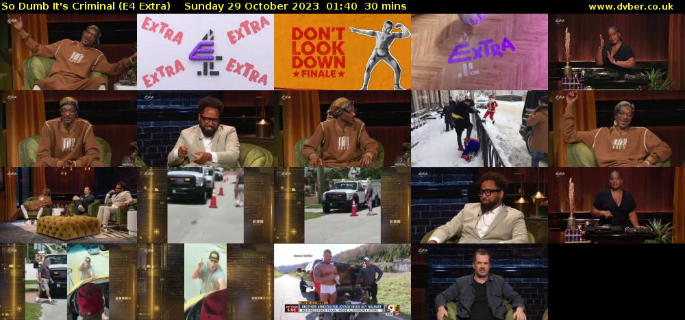 So Dumb It's Criminal (E4 Extra) Sunday 29 October 2023 01:40 - 01:10