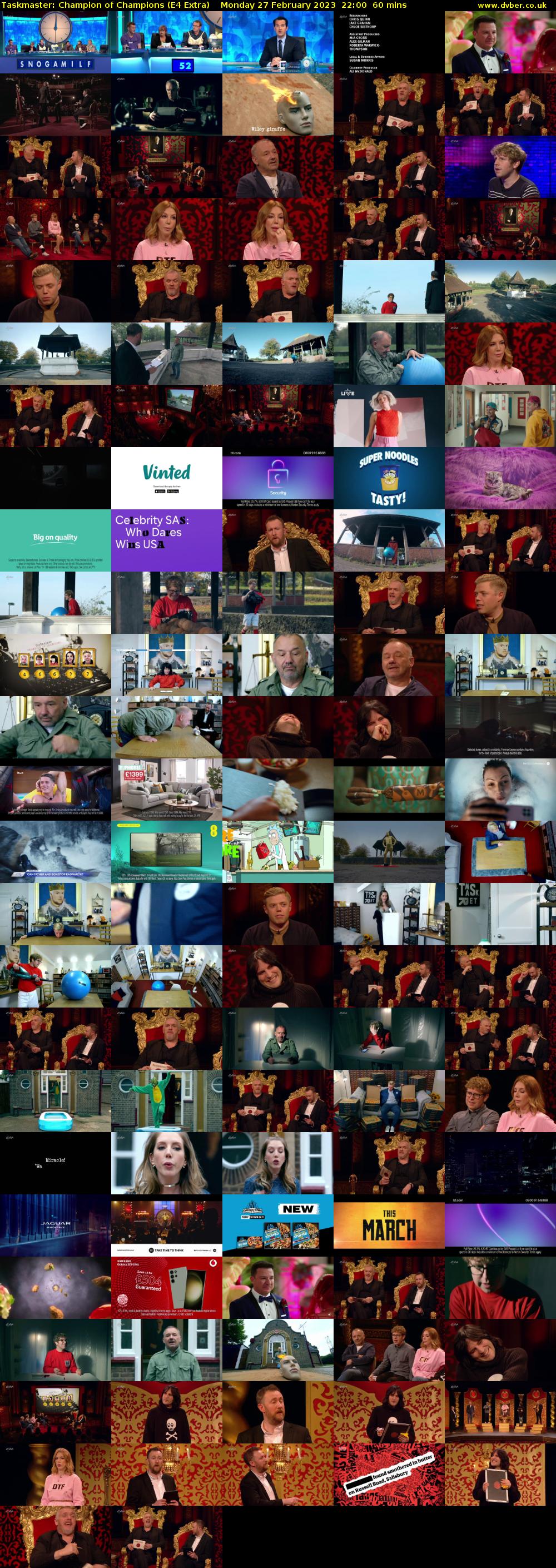Taskmaster: Champion of Champions (E4 Extra) Monday 27 February 2023 22:00 - 23:00