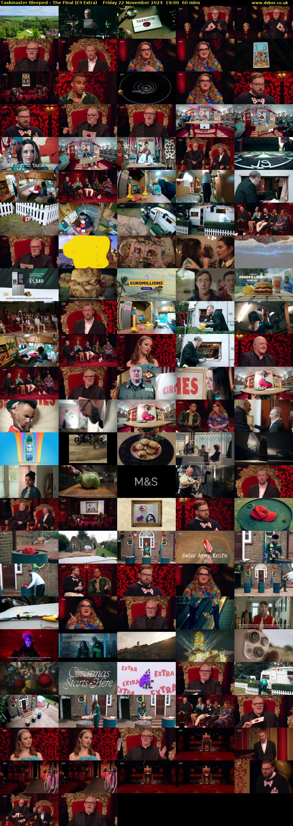 Taskmaster Bleeped - The Final (E4 Extra) Friday 22 November 2024 19:00 - 20:00