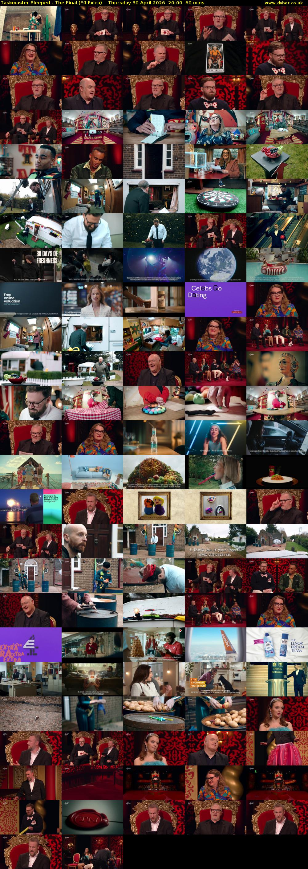 Taskmaster Bleeped - The Final (E4 Extra) Thursday 30 April 2026 20:00 - 21:00