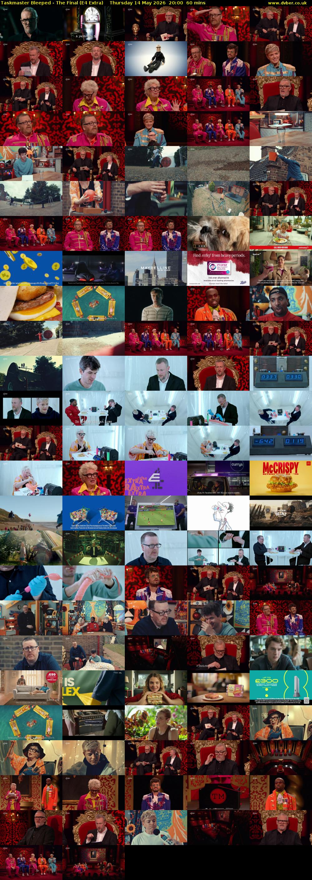 Taskmaster Bleeped - The Final (E4 Extra) Thursday 14 May 2026 20:00 - 21:00
