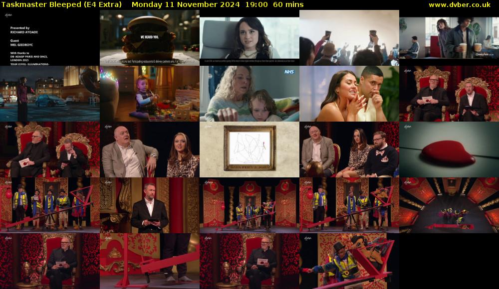 Taskmaster Bleeped (E4 Extra) Monday 11 November 2024 19:00 - 20:00