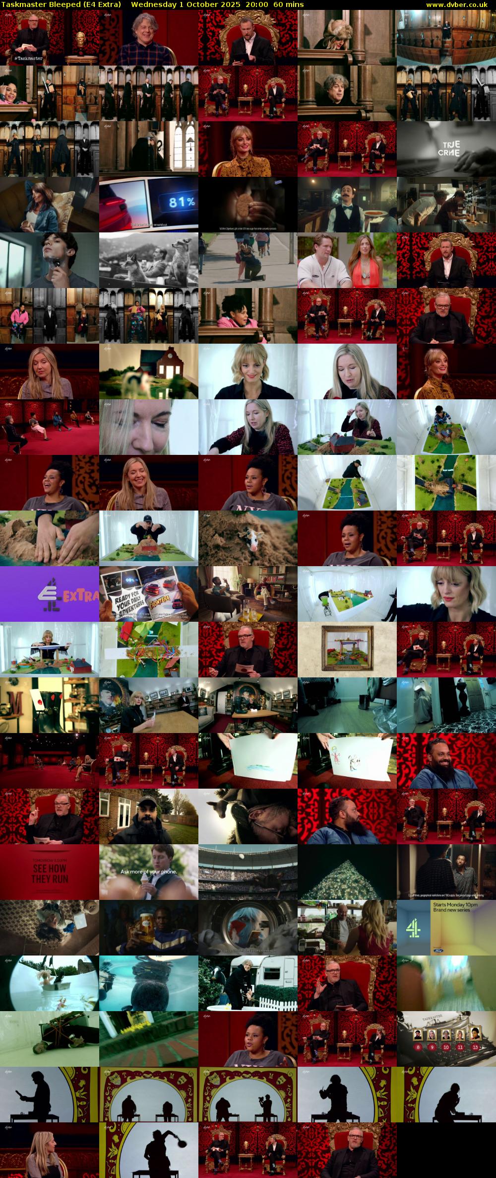 Taskmaster Bleeped (E4 Extra) Wednesday 1 October 2025 20:00 - 21:00