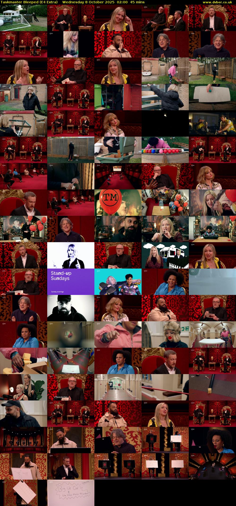 Taskmaster Bleeped (E4 Extra) Wednesday 8 October 2025 02:00 - 02:45