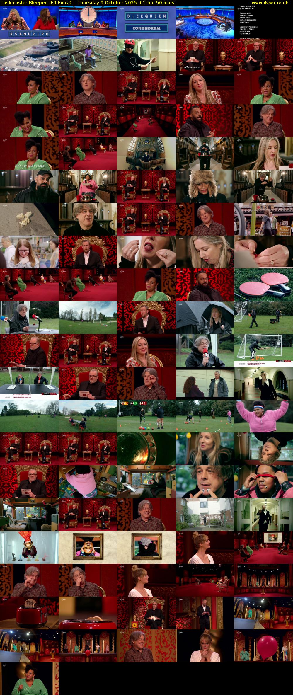 Taskmaster Bleeped (E4 Extra) Thursday 9 October 2025 01:55 - 02:45