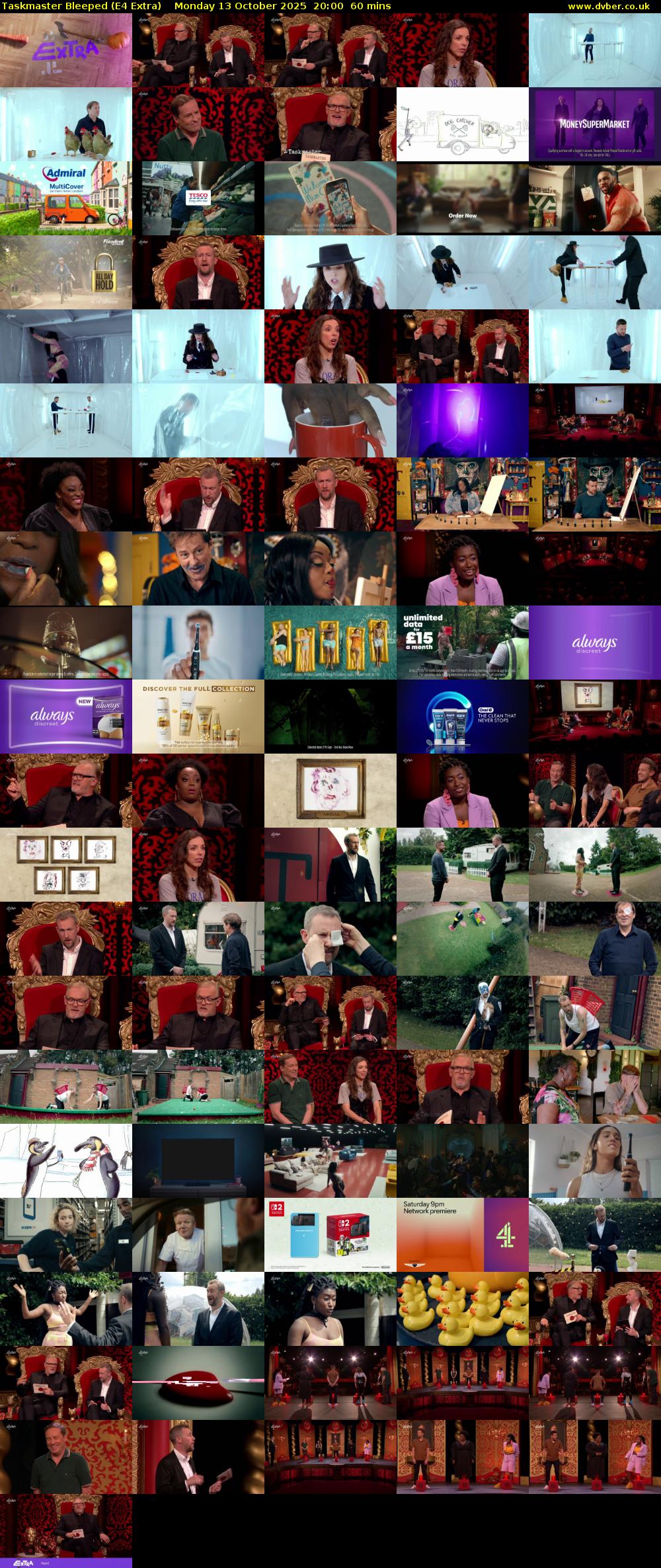Taskmaster Bleeped (E4 Extra) Monday 13 October 2025 20:00 - 21:00