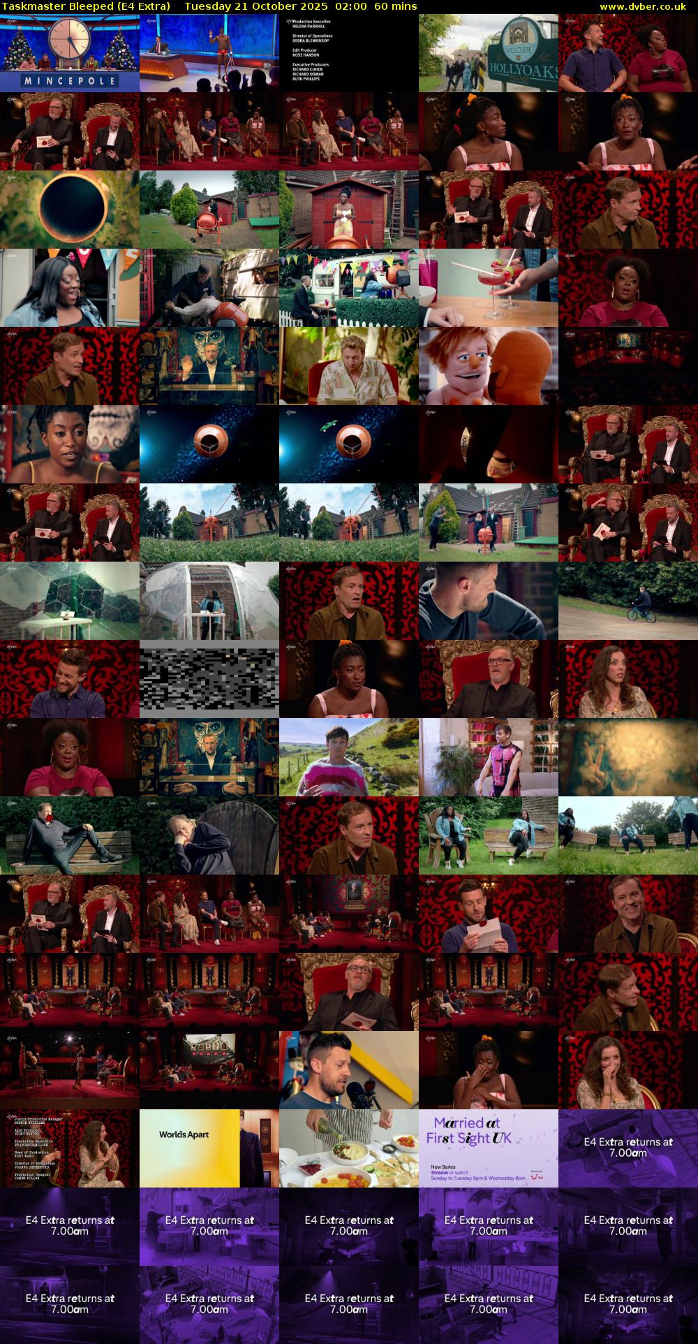 Taskmaster Bleeped (E4 Extra) Tuesday 21 October 2025 02:00 - 03:00