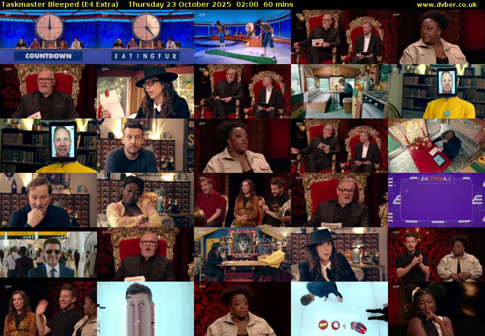Taskmaster Bleeped (E4 Extra) Thursday 23 October 2025 02:00 - 03:00
