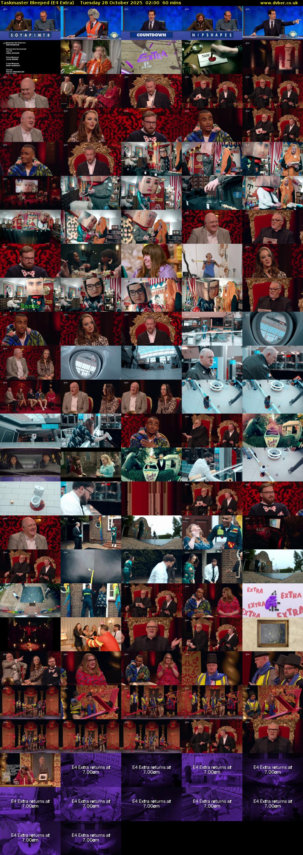 Taskmaster Bleeped (E4 Extra) Tuesday 28 October 2025 02:00 - 03:00