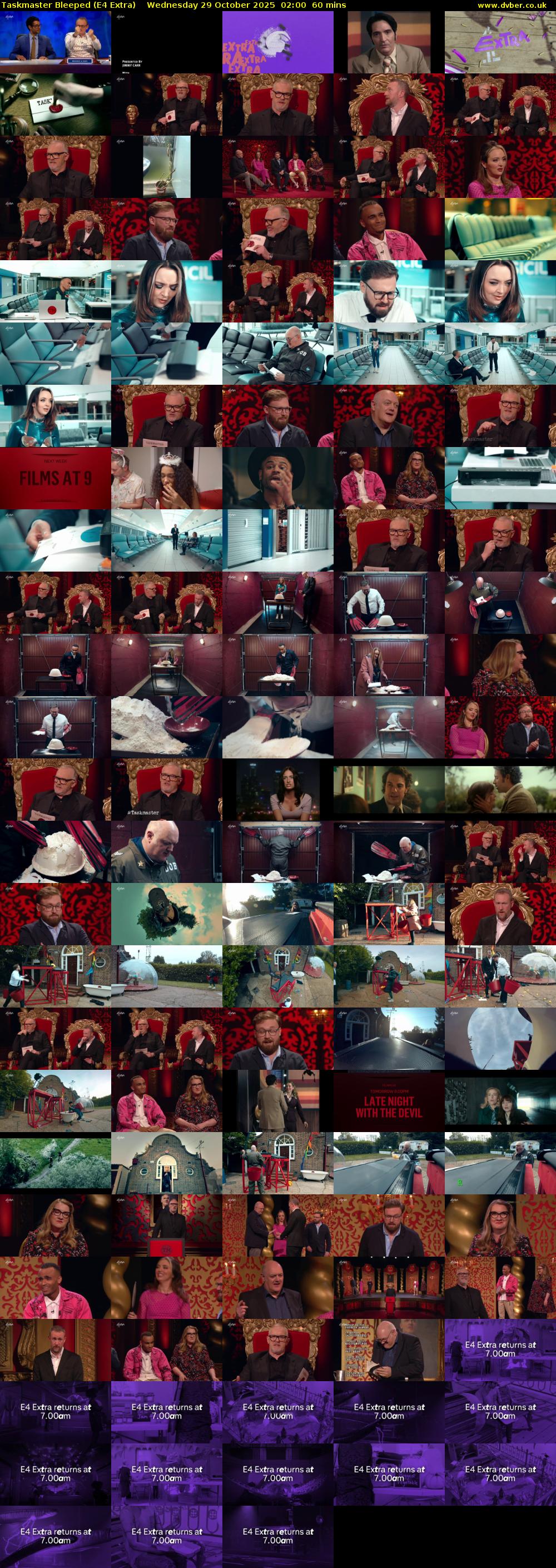 Taskmaster Bleeped (E4 Extra) Wednesday 29 October 2025 02:00 - 03:00