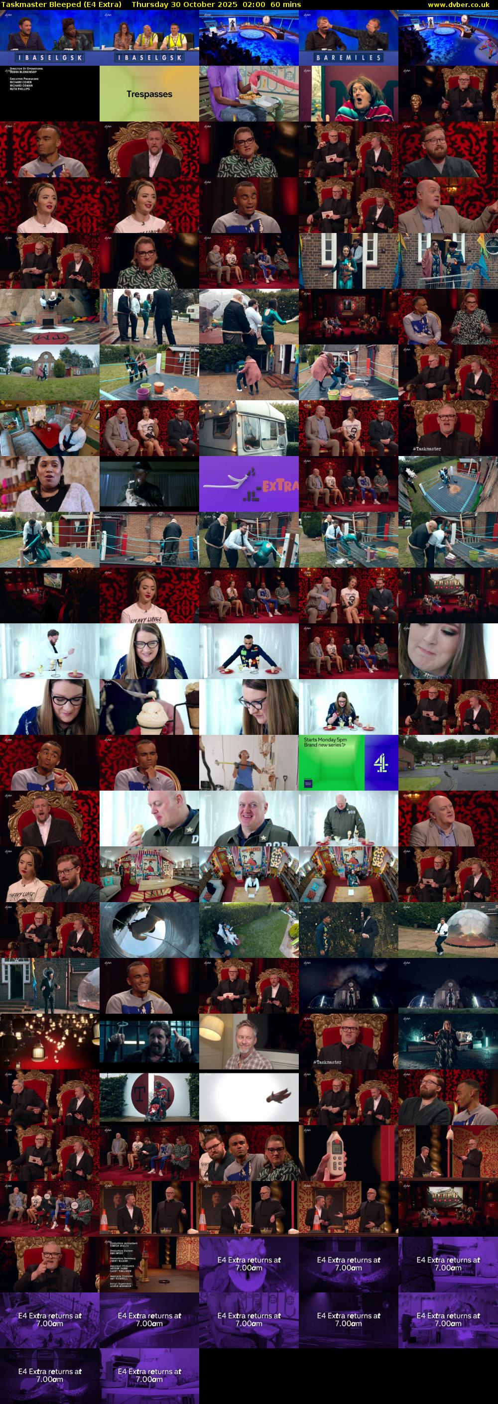 Taskmaster Bleeped (E4 Extra) Thursday 30 October 2025 02:00 - 03:00