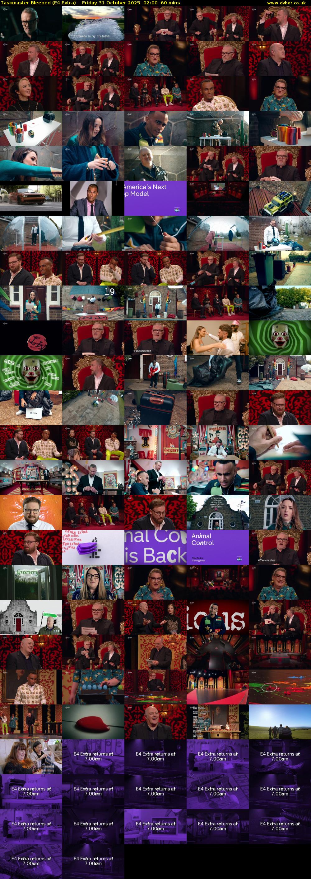 Taskmaster Bleeped (E4 Extra) Friday 31 October 2025 02:00 - 03:00