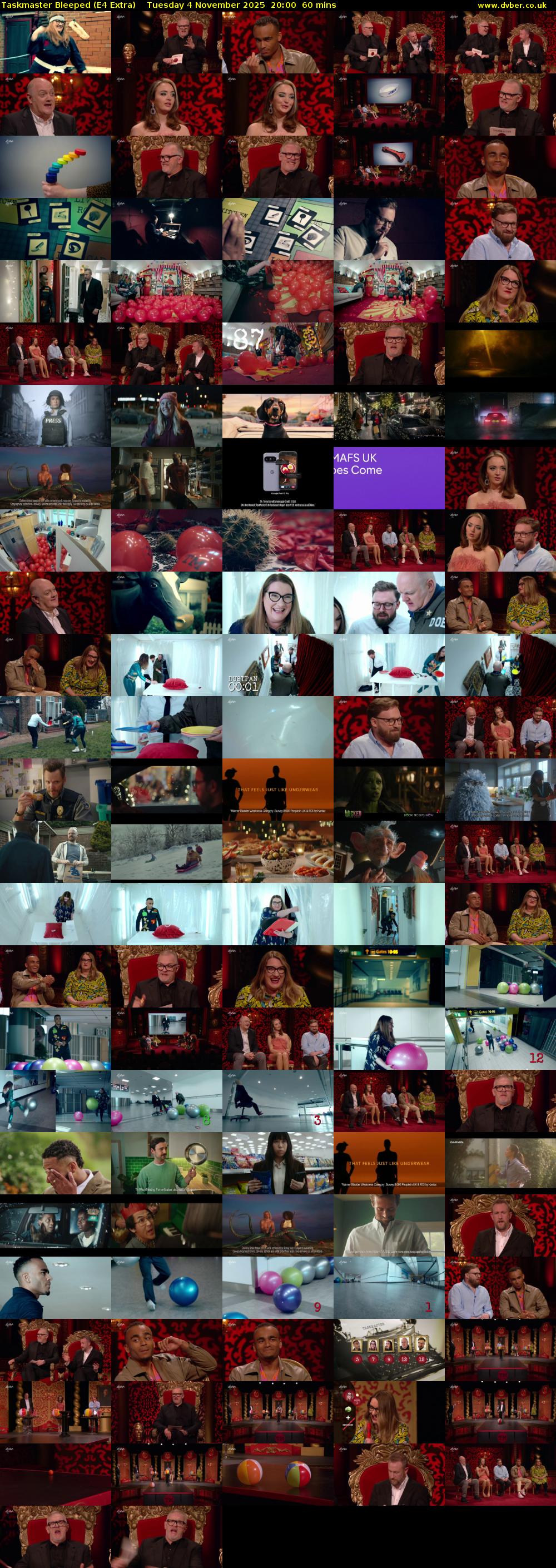 Taskmaster Bleeped (E4 Extra) Tuesday 4 November 2025 20:00 - 21:00