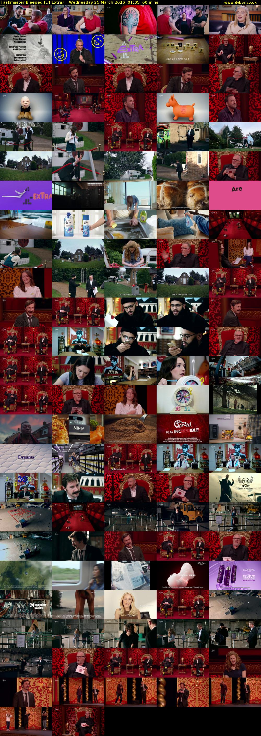 Taskmaster Bleeped (E4 Extra) Wednesday 25 March 2026 01:05 - 02:05