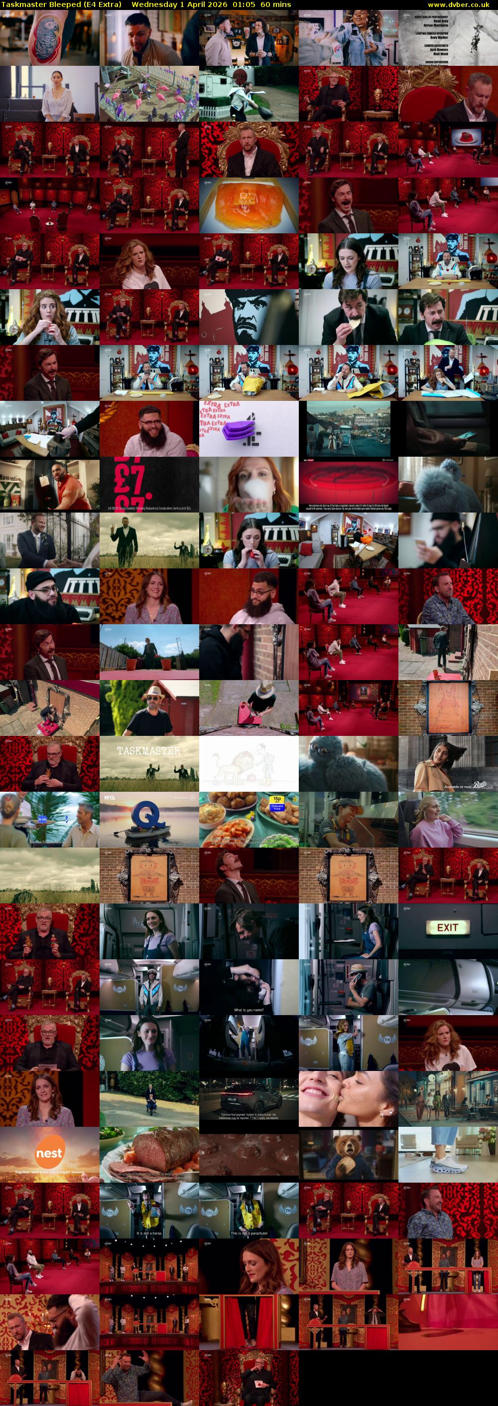 Taskmaster Bleeped (E4 Extra) Wednesday 1 April 2026 01:05 - 02:05
