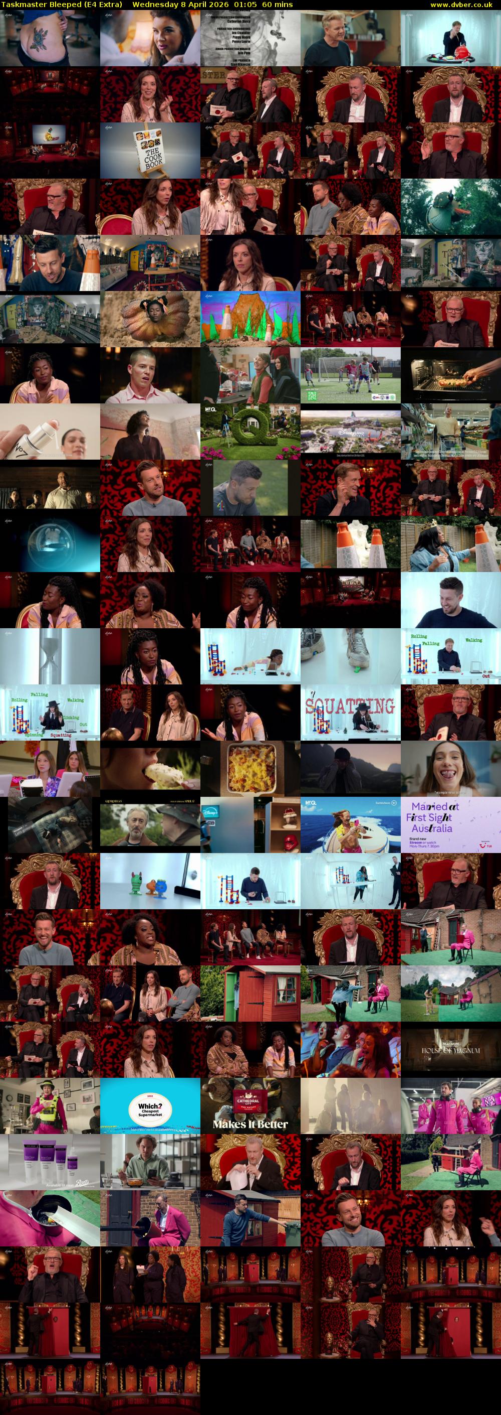 Taskmaster Bleeped (E4 Extra) Wednesday 8 April 2026 01:05 - 02:05