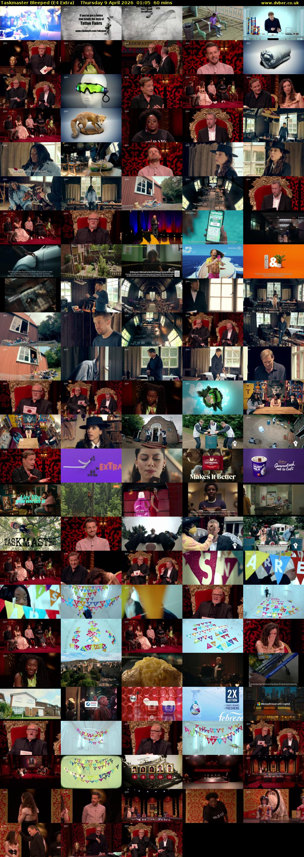 Taskmaster Bleeped (E4 Extra) Thursday 9 April 2026 01:05 - 02:05