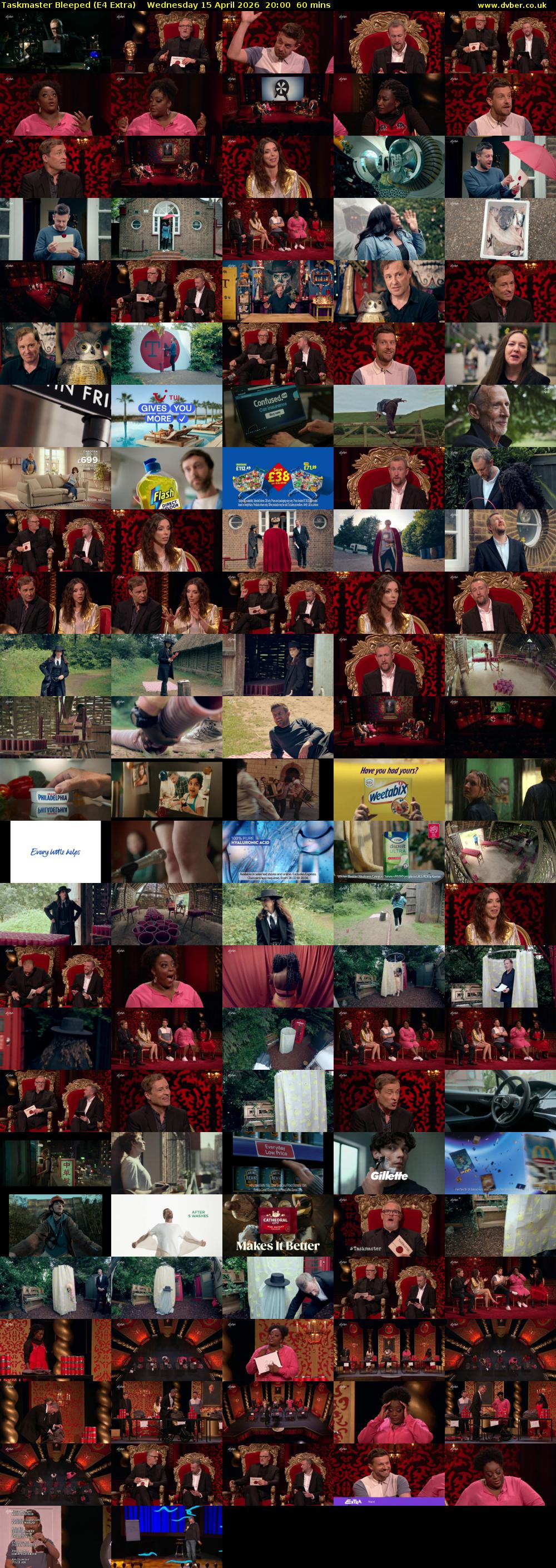 Taskmaster Bleeped (E4 Extra) Wednesday 15 April 2026 20:00 - 21:00