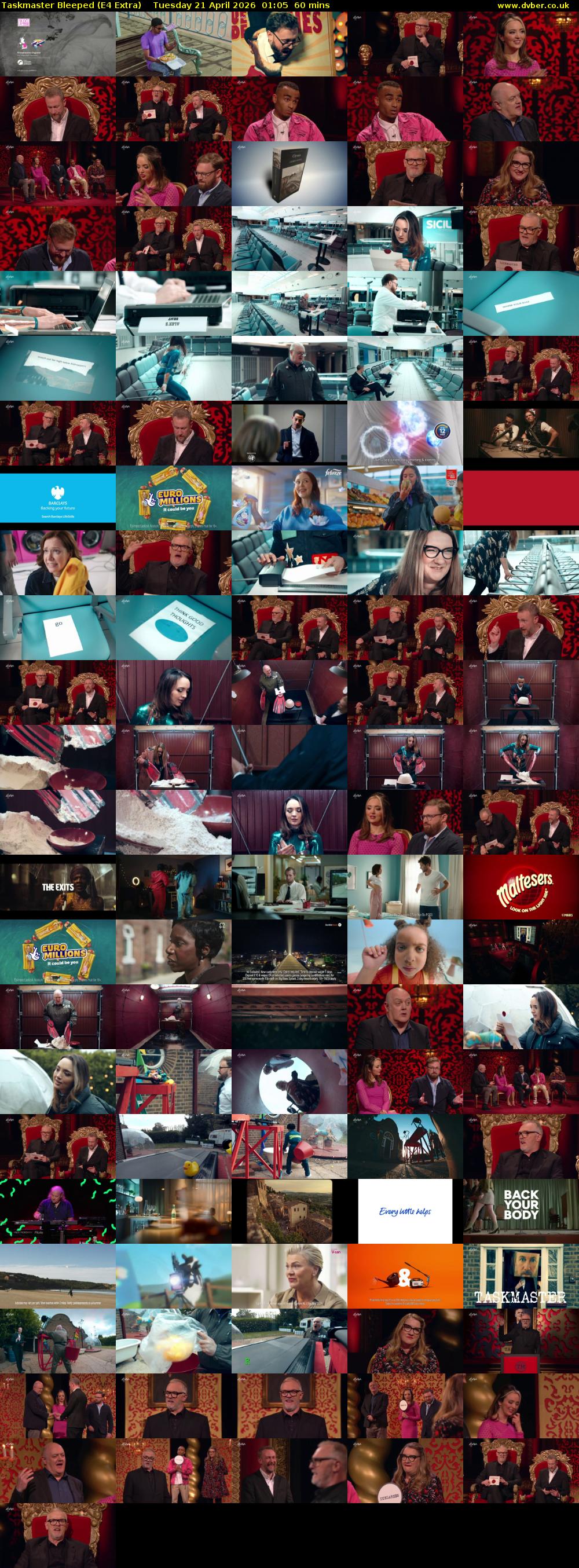 Taskmaster Bleeped (E4 Extra) Tuesday 21 April 2026 01:05 - 02:05