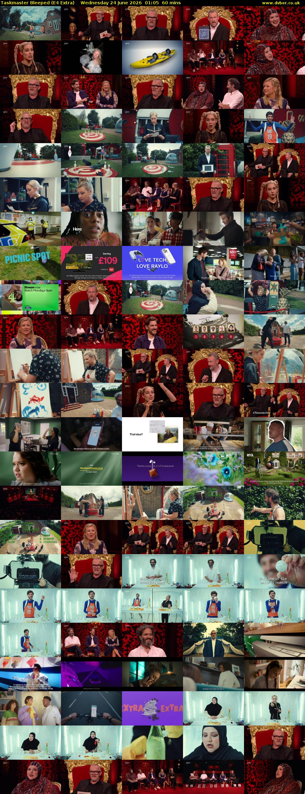 Taskmaster Bleeped (E4 Extra) Wednesday 24 June 2026 01:05 - 02:05
