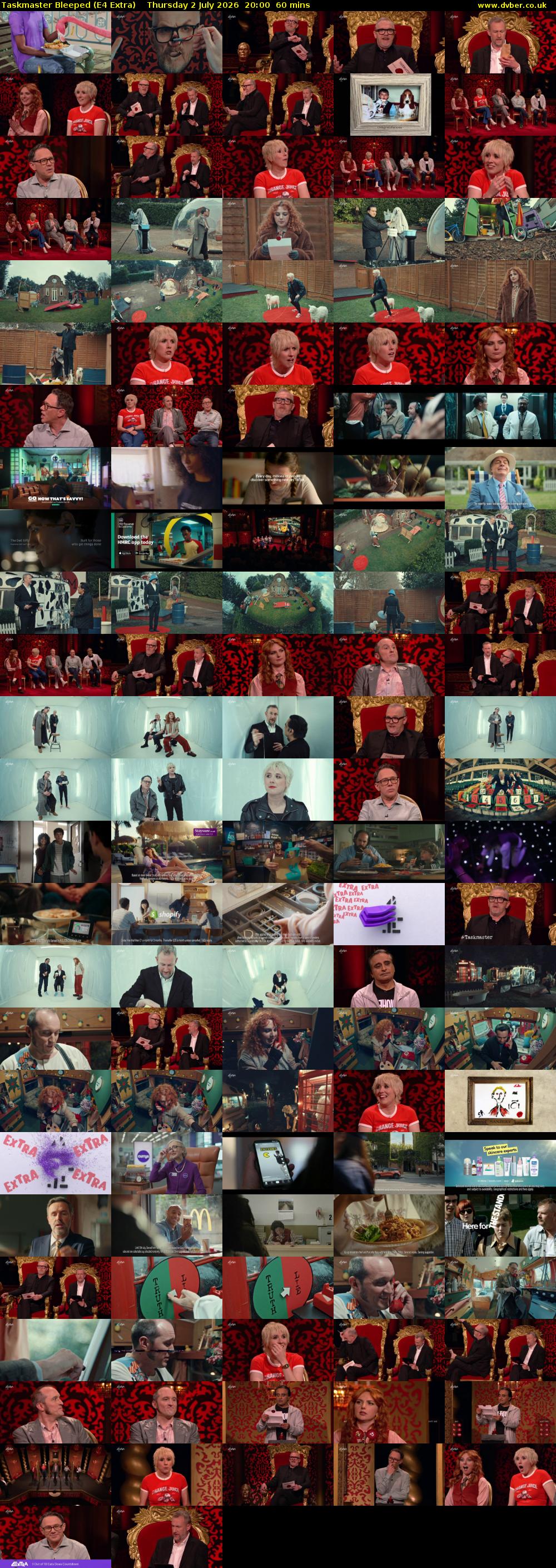 Taskmaster Bleeped (E4 Extra) Thursday 2 July 2026 20:00 - 21:00