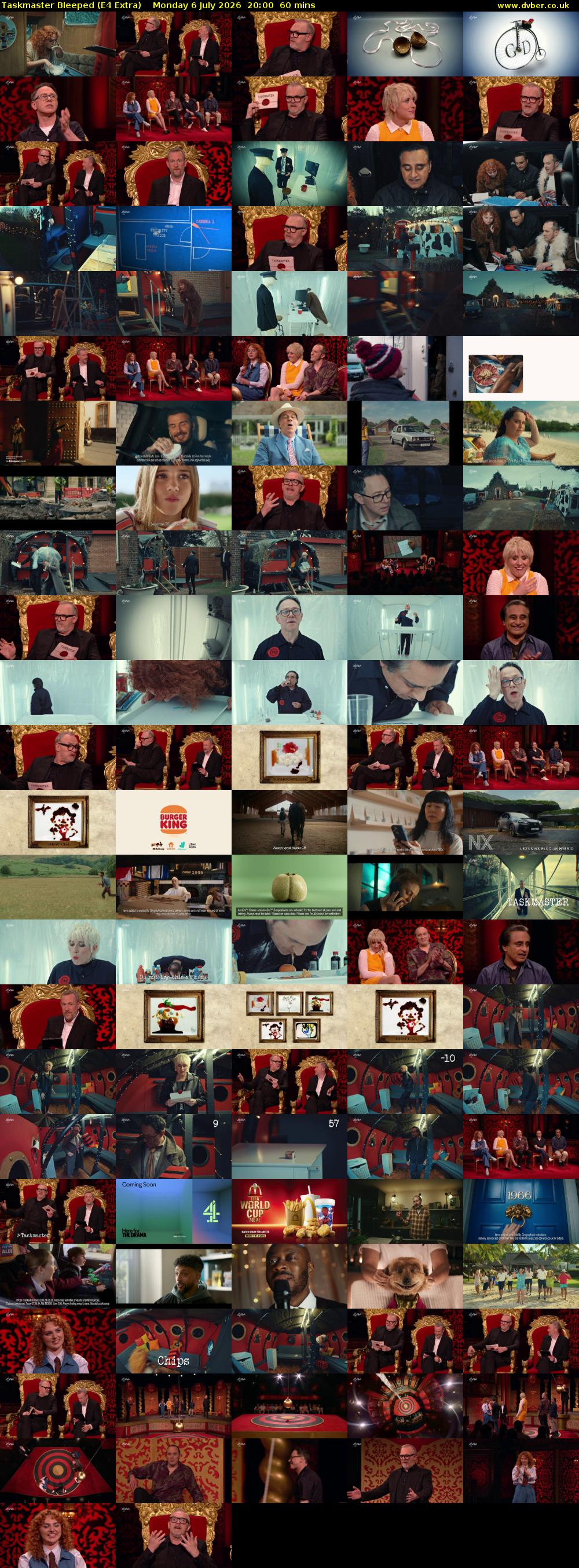 Taskmaster Bleeped (E4 Extra) Monday 6 July 2026 20:00 - 21:00