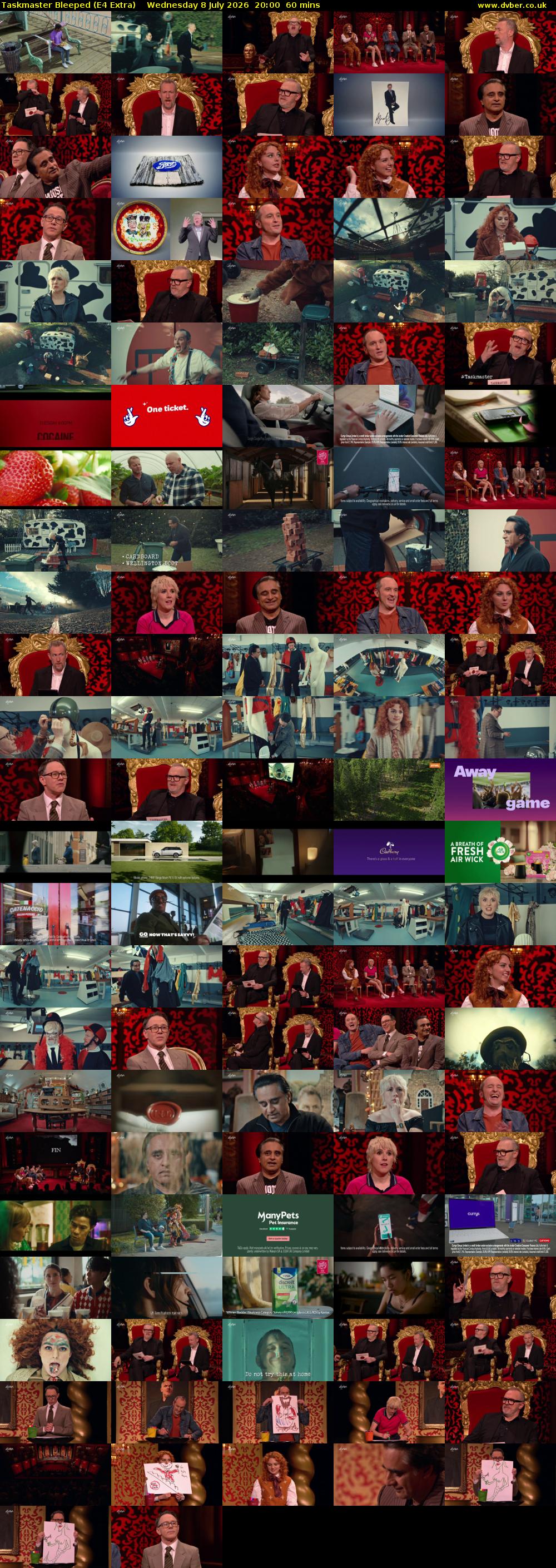 Taskmaster Bleeped (E4 Extra) Wednesday 8 July 2026 20:00 - 21:00