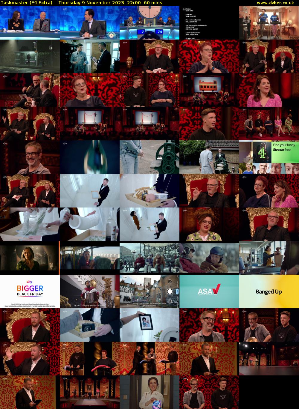 Taskmaster (E4 Extra) Thursday 9 November 2023 22:00 - 23:00