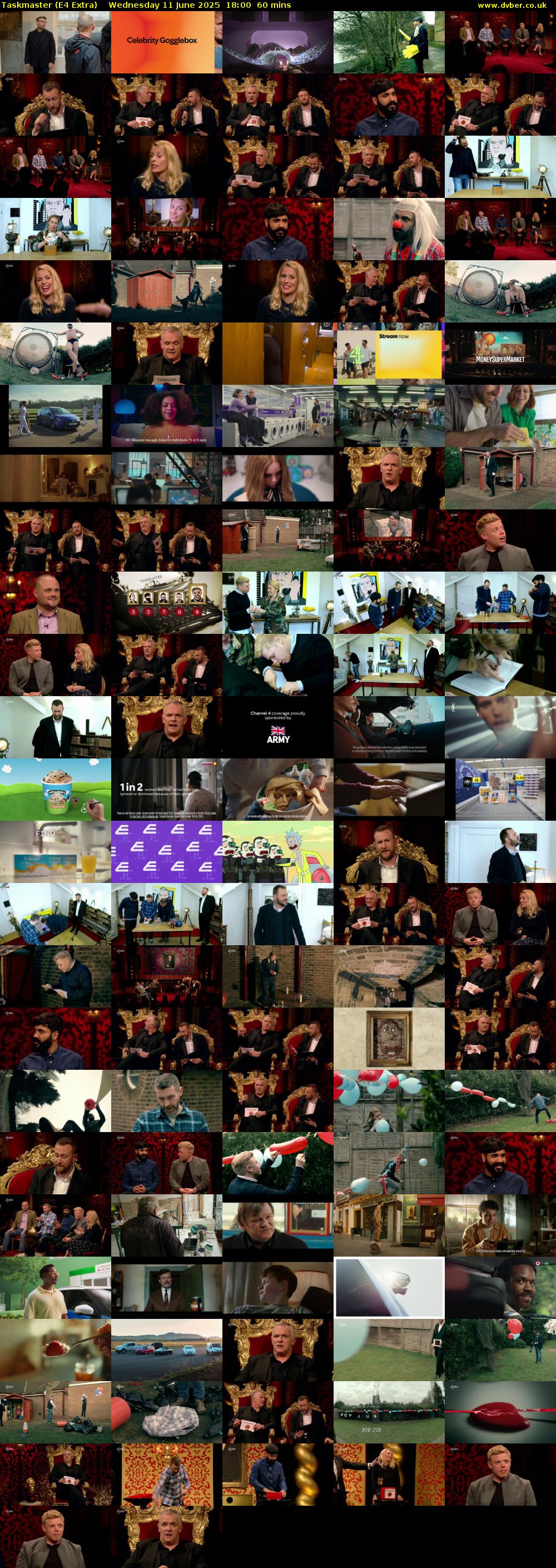 Taskmaster (E4 Extra) Wednesday 11 June 2025 18:00 - 19:00