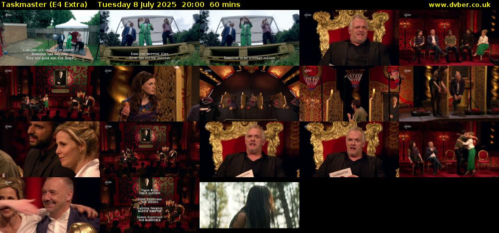 Taskmaster (E4 Extra) Tuesday 8 July 2025 20:00 - 21:00