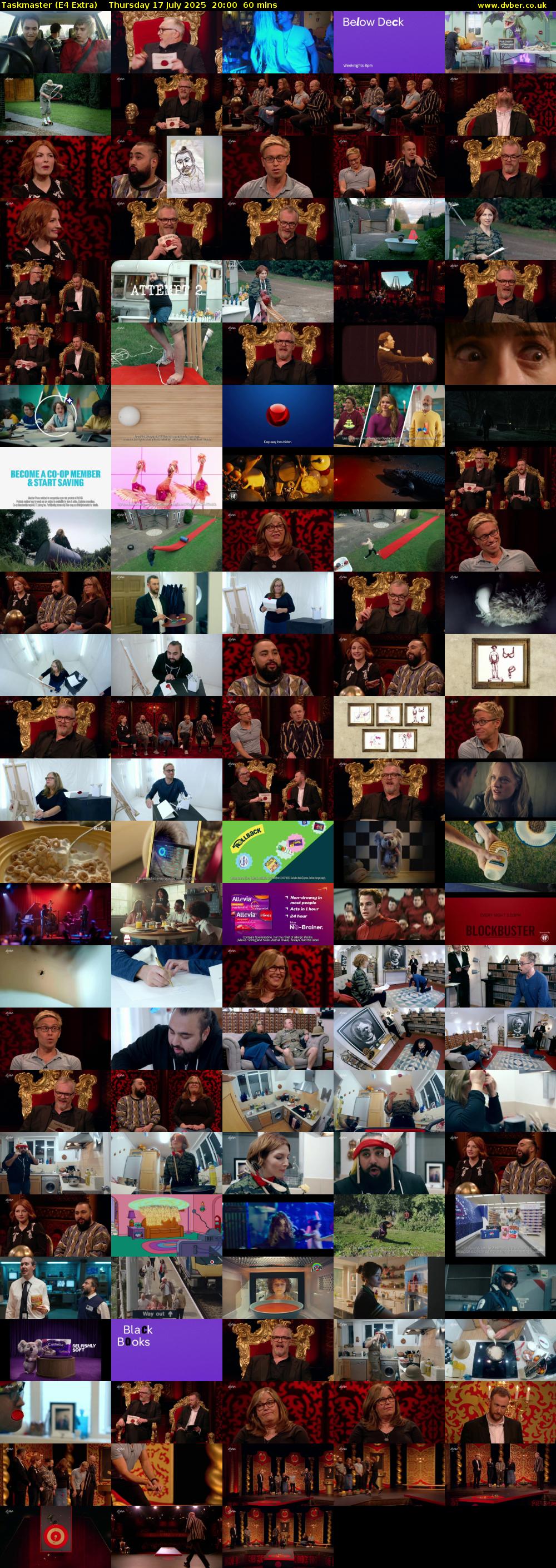 Taskmaster (E4 Extra) Thursday 17 July 2025 20:00 - 21:00