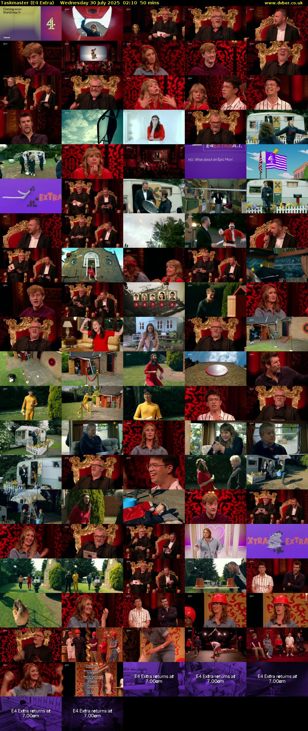 Taskmaster (E4 Extra) Wednesday 30 July 2025 02:10 - 03:00