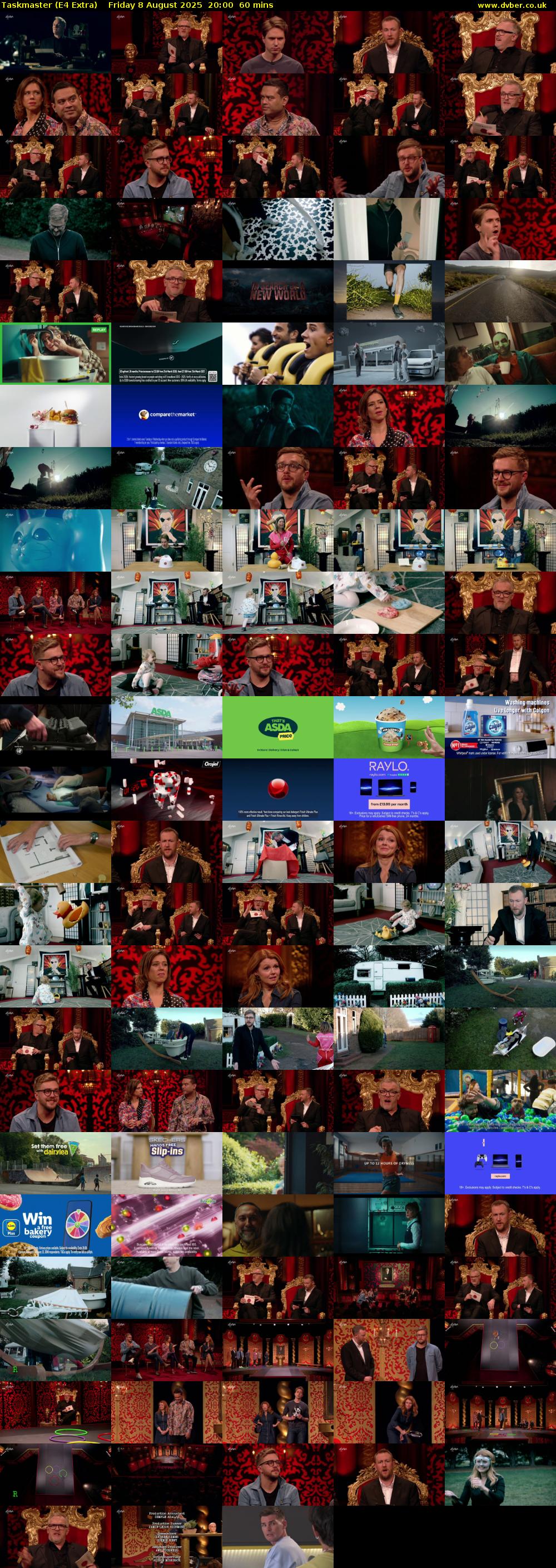 Taskmaster (E4 Extra) Friday 8 August 2025 20:00 - 21:00