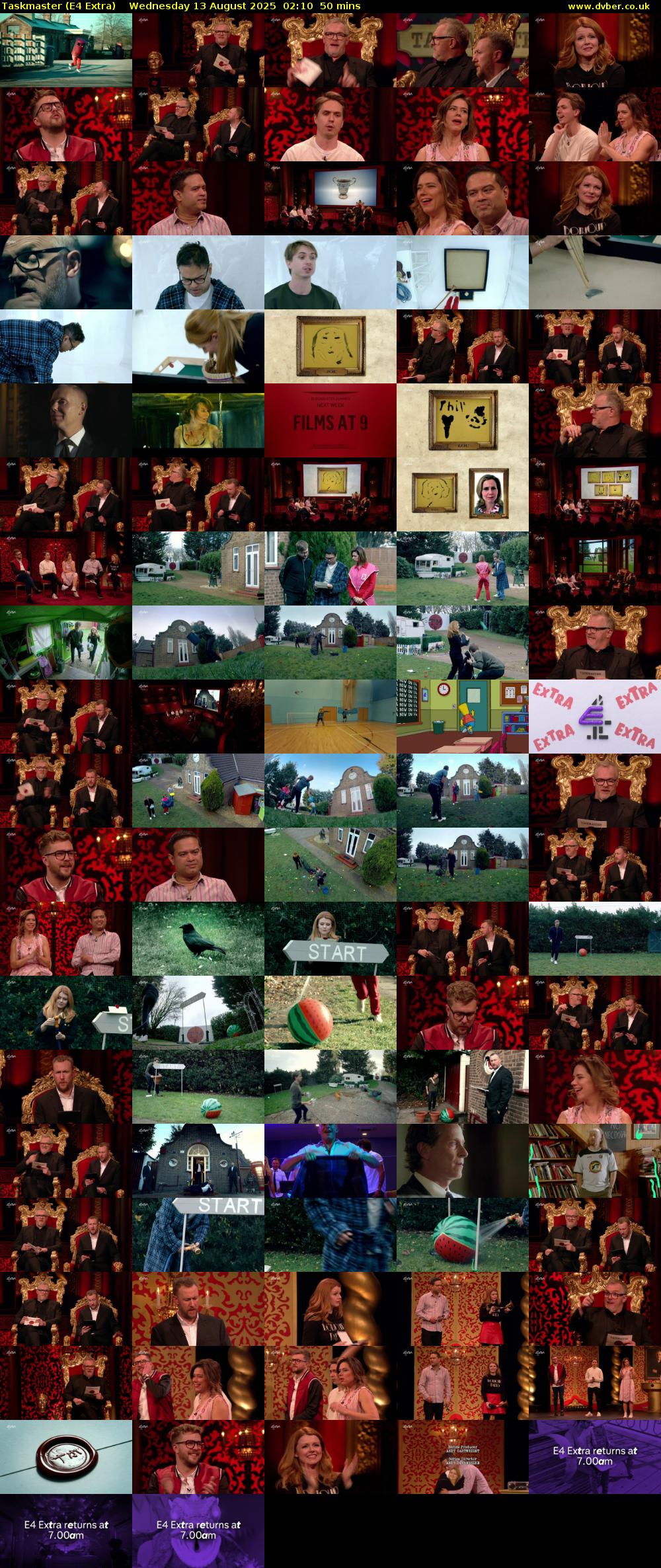 Taskmaster (E4 Extra) Wednesday 13 August 2025 02:10 - 03:00