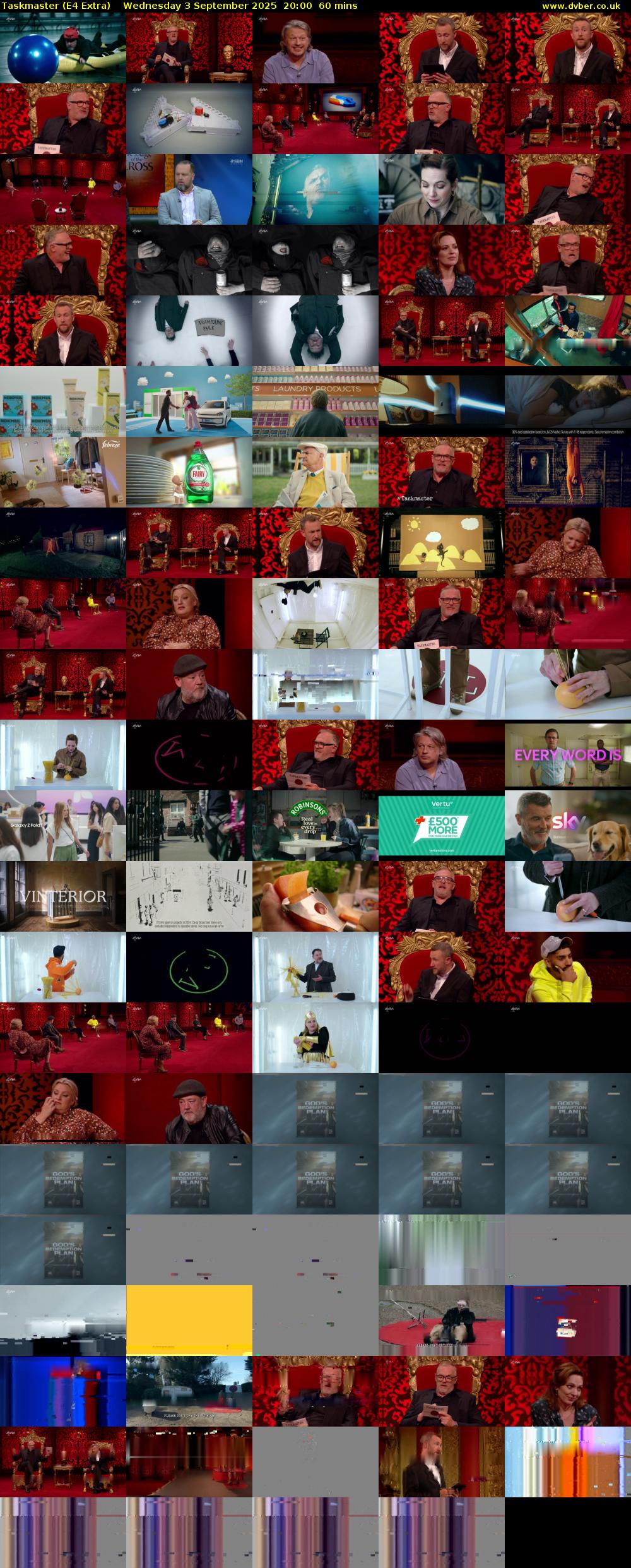 Taskmaster (E4 Extra) Wednesday 3 September 2025 20:00 - 21:00