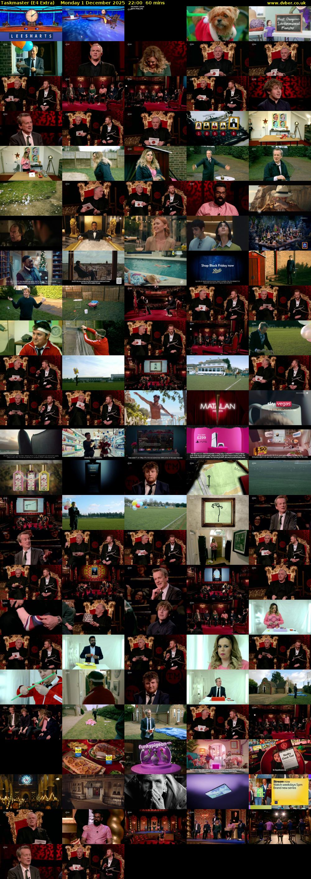 Taskmaster (E4 Extra) Monday 1 December 2025 22:00 - 23:00