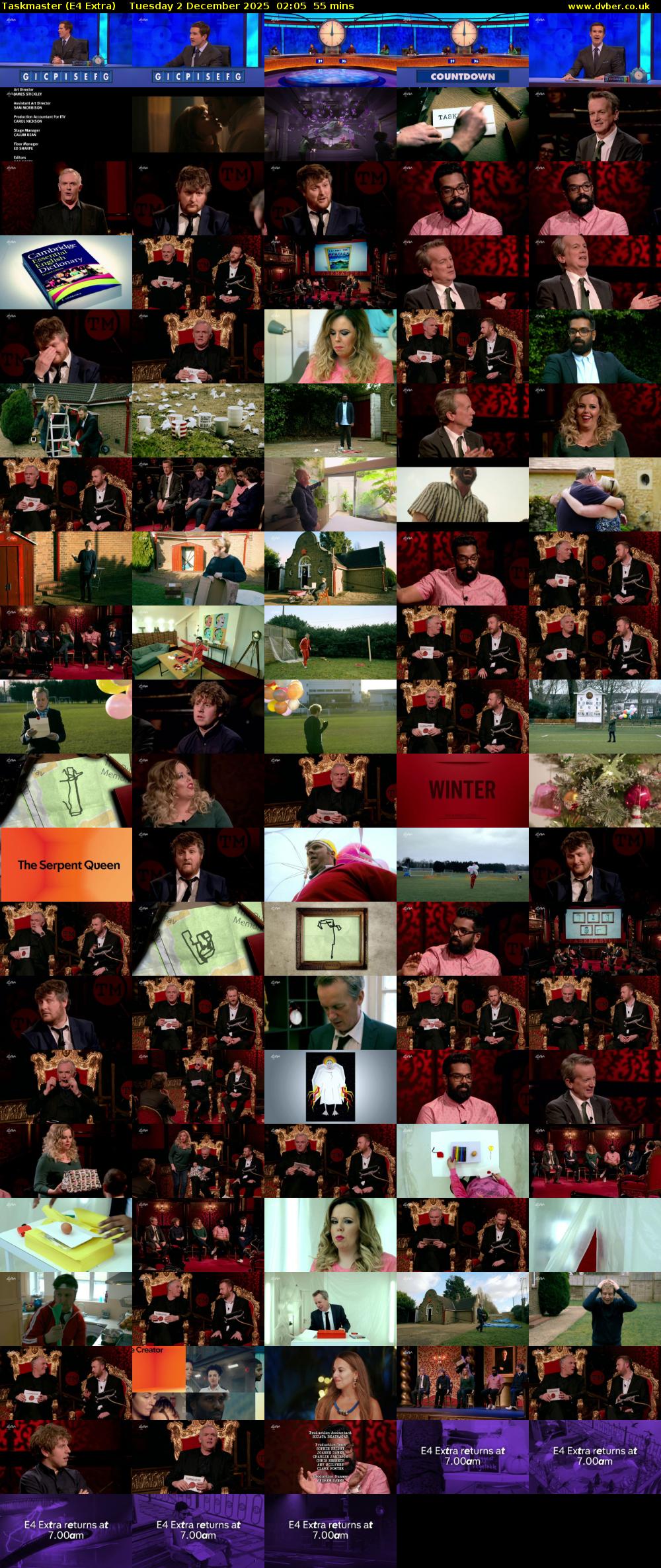 Taskmaster (E4 Extra) Tuesday 2 December 2025 02:05 - 03:00