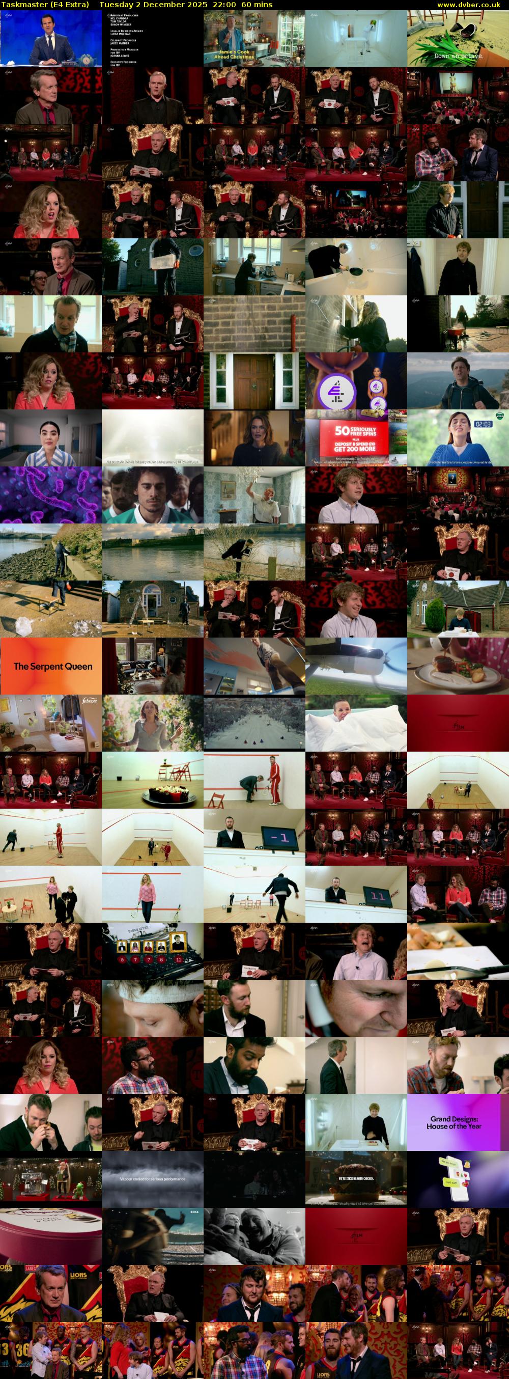 Taskmaster (E4 Extra) Tuesday 2 December 2025 22:00 - 23:00