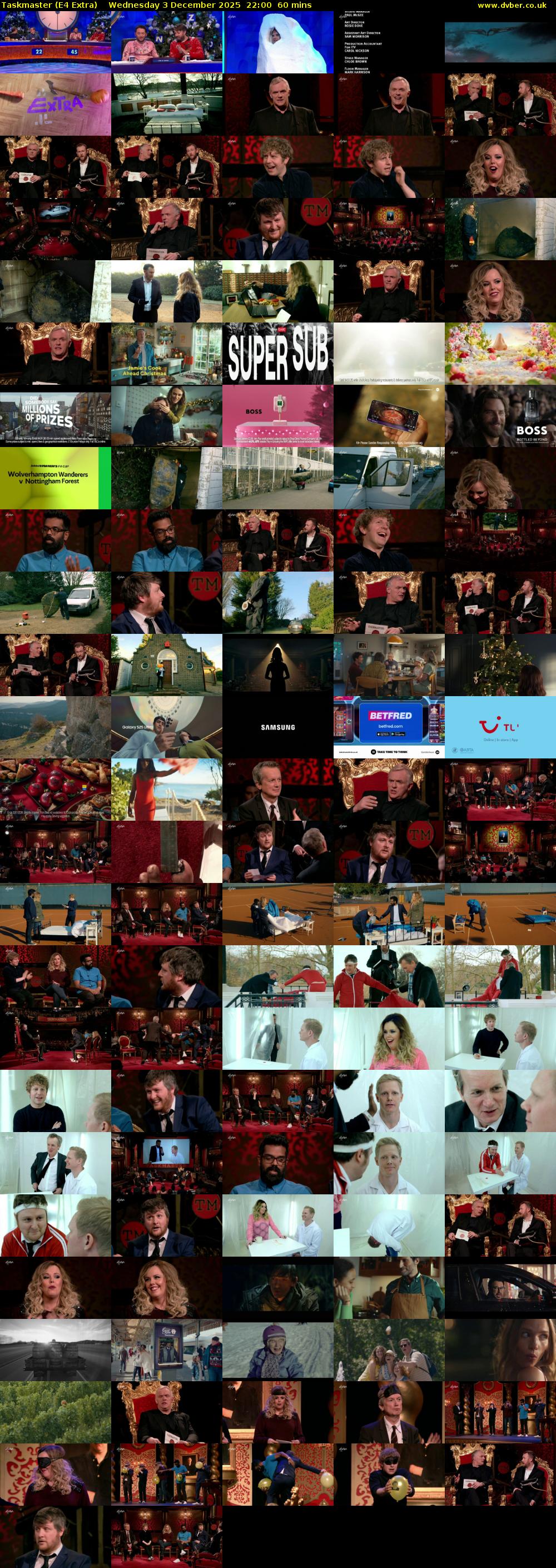 Taskmaster (E4 Extra) Wednesday 3 December 2025 22:00 - 23:00