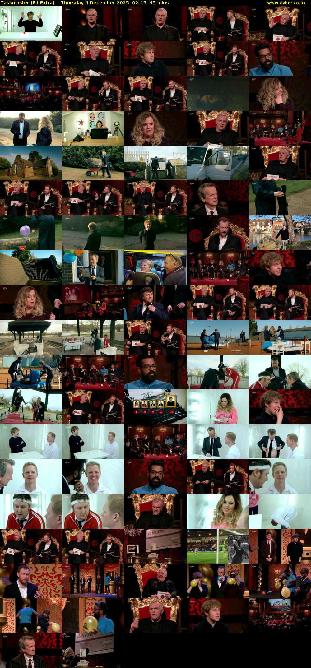 Taskmaster (E4 Extra) Thursday 4 December 2025 02:15 - 03:00
