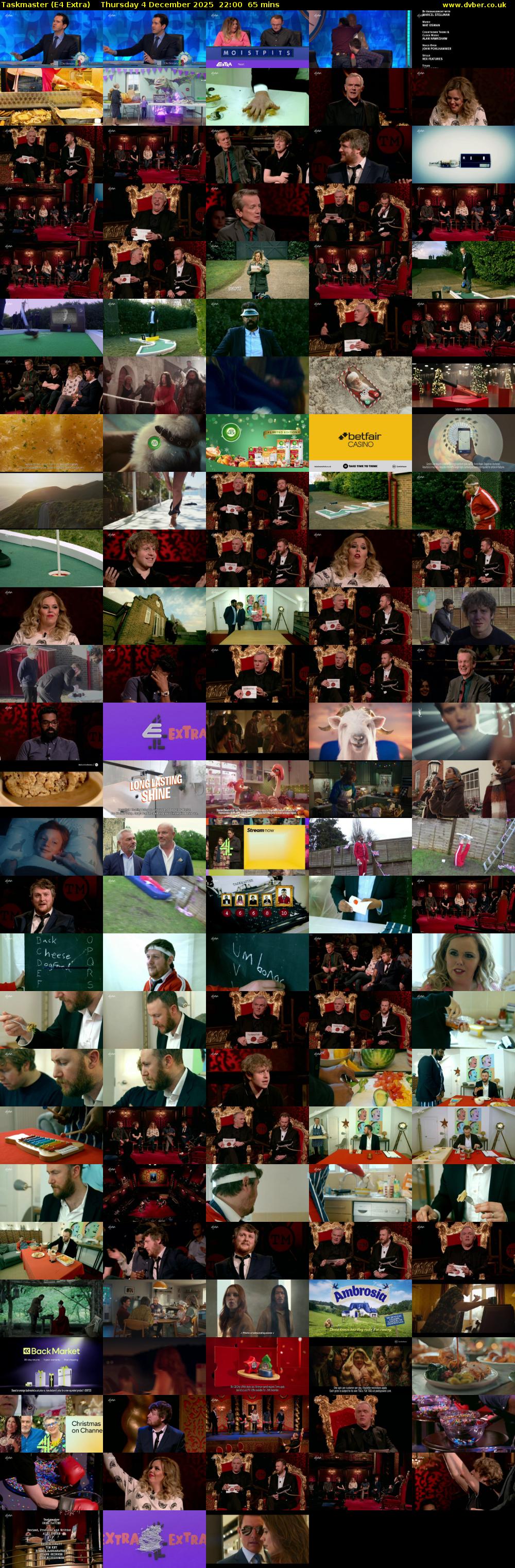 Taskmaster (E4 Extra) Thursday 4 December 2025 22:00 - 23:05