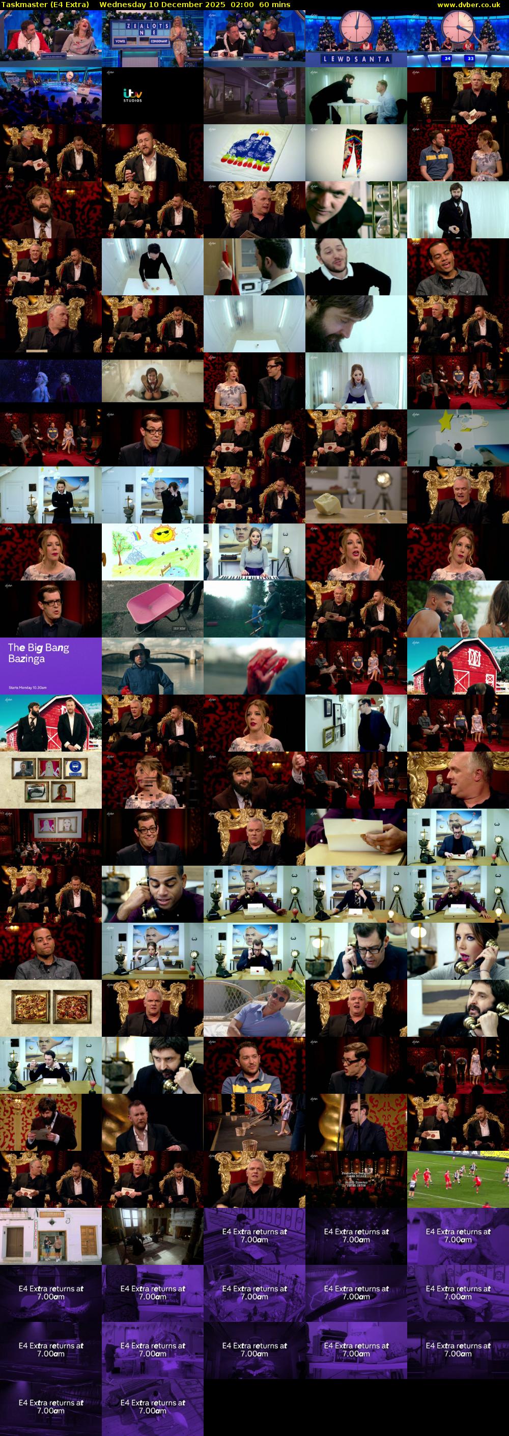 Taskmaster (E4 Extra) Wednesday 10 December 2025 02:00 - 03:00