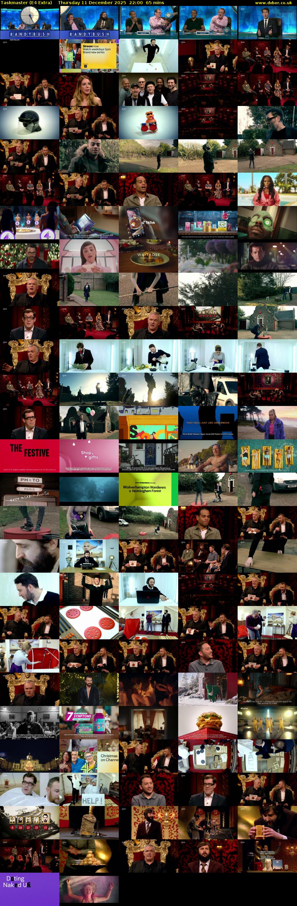 Taskmaster (E4 Extra) Thursday 11 December 2025 22:00 - 23:05