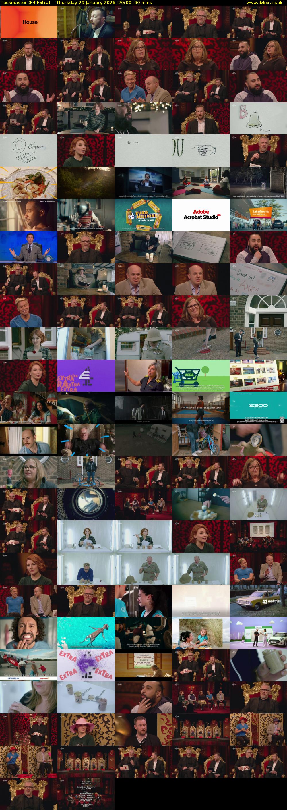 Taskmaster (E4 Extra) Thursday 29 January 2026 20:00 - 21:00