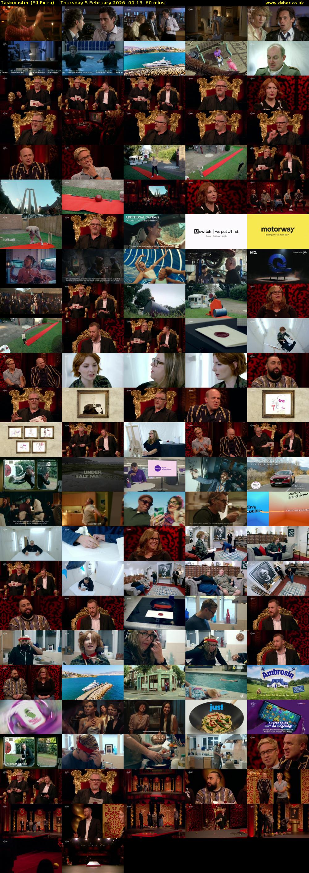 Taskmaster (E4 Extra) Thursday 5 February 2026 00:15 - 01:15