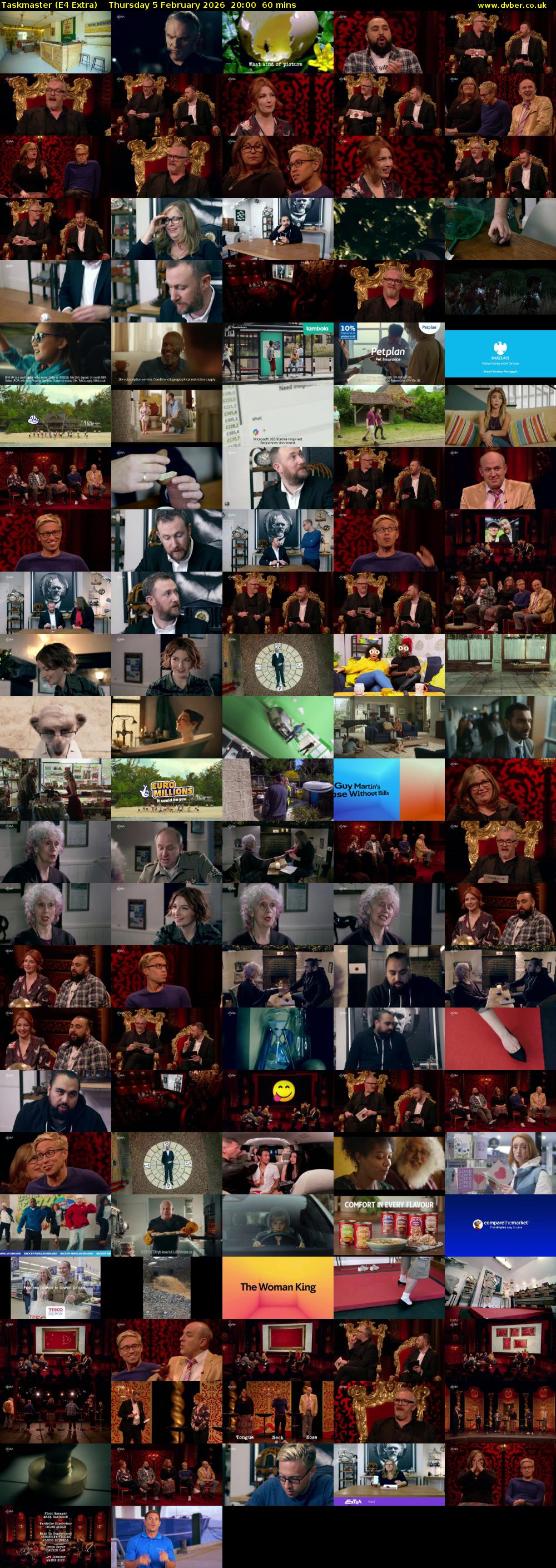 Taskmaster (E4 Extra) Thursday 5 February 2026 20:00 - 21:00