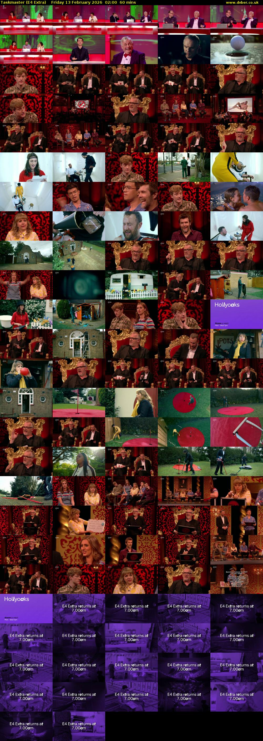 Taskmaster (E4 Extra) Friday 13 February 2026 02:00 - 03:00